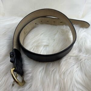 Coach Kids Black Leather Belt with Gold Buckle